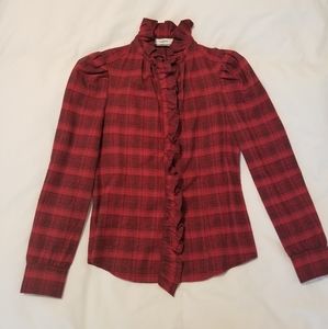 Isabel Marant Etoile Dules Red plaid ruffle long sleeve Shirt